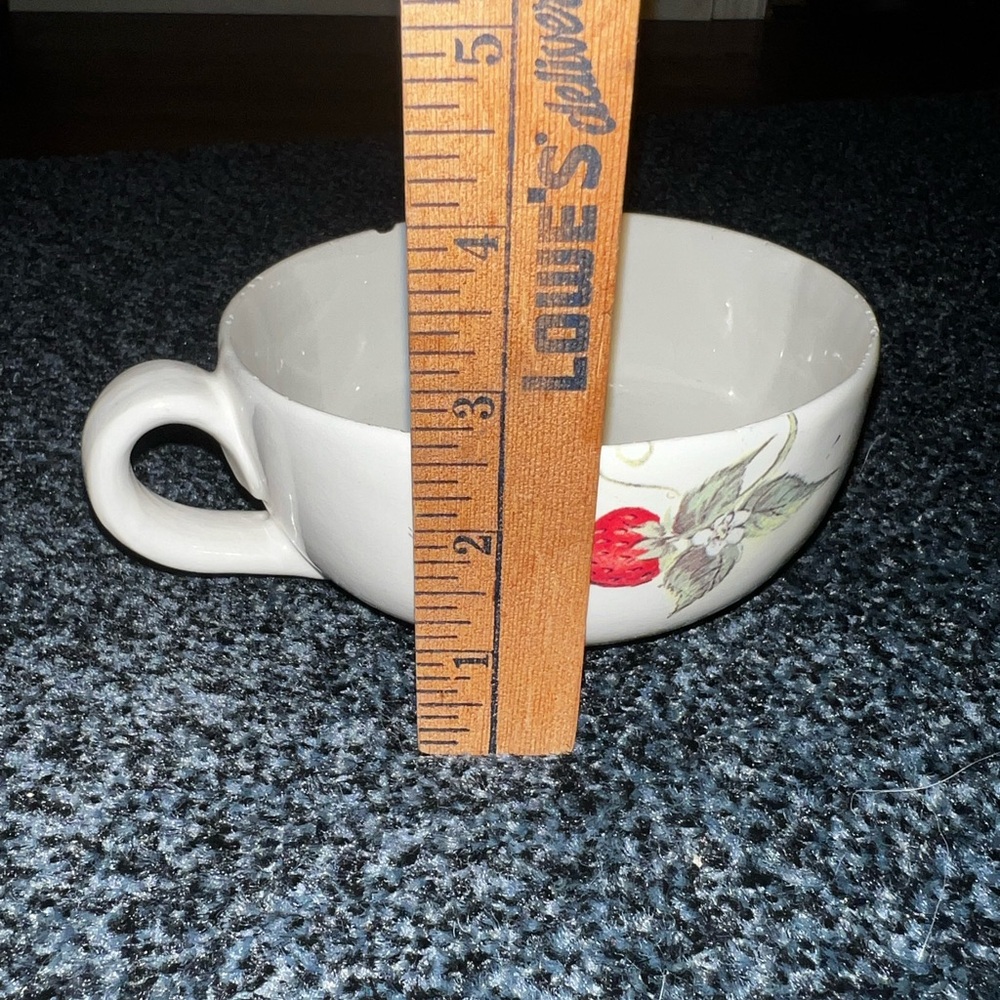 LAST CALL Vintage Handmade Pottery Ceramic Strawberry Vine Mug/ Soup Bowl - Picture 13 of 13